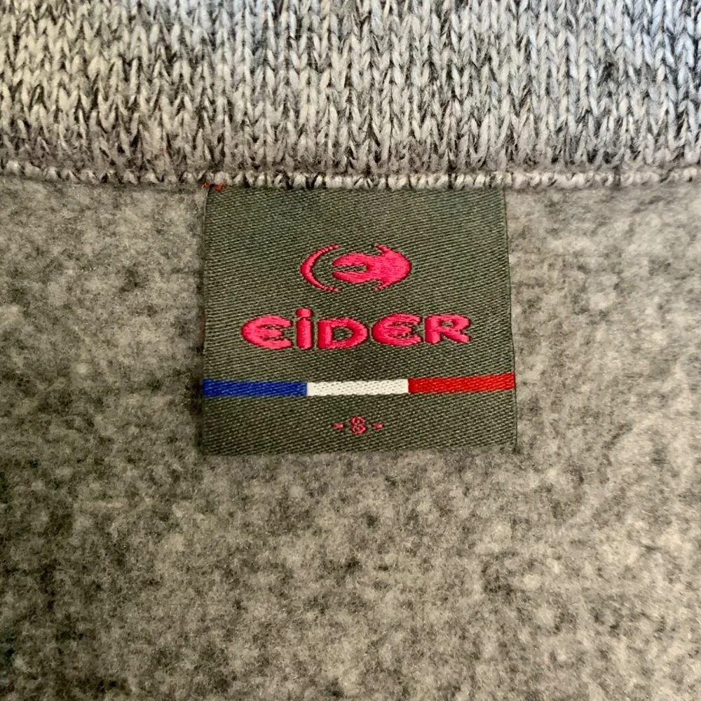 EIDER Fleece Pullover Top Womens Small S Red Gray 1/4 Zip Winter Better Sweater - Picture 7 of 8
